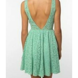 Pins & Needles mint low back lace dress